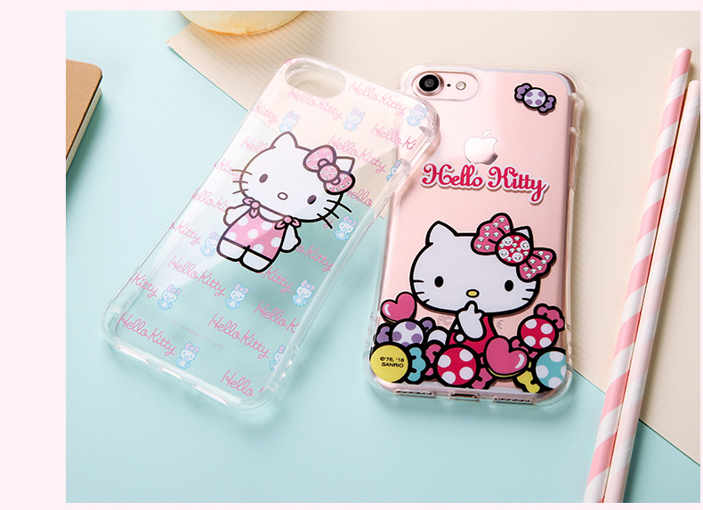 Hello Kitty Cincher Slim Waist Bling Crystal Rhinestone Diamonds Transparent TPU Cover Case for Apple iPhone 7 Plus & iPhone 7