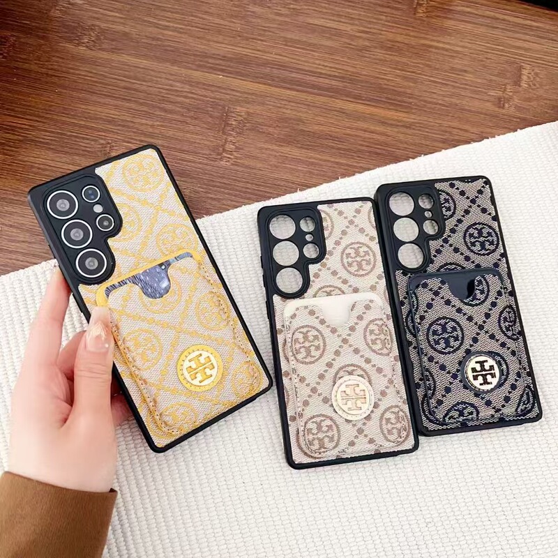 European and American Big Brand Samsung S25Ultra Phone Case with Card Slot Leather Cover S24/S23/S22 Full Coverage Suitable