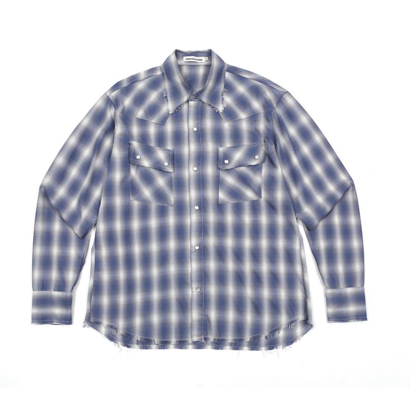 Nos Couleurs Fringed Plaid Shirt American Niche Couple Style Textured Korean Trendy Fashion Shirts