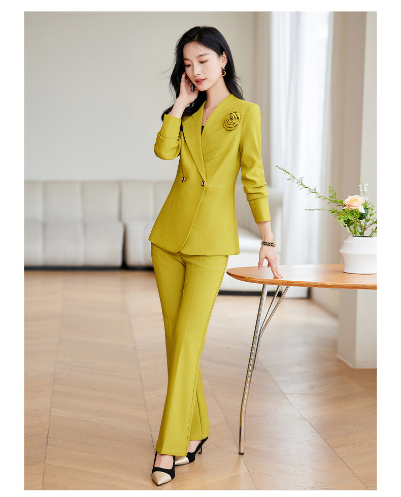 パンツセットアップ フラワーコサージュ付きダブルテーラードジャケットパンツセットアップ