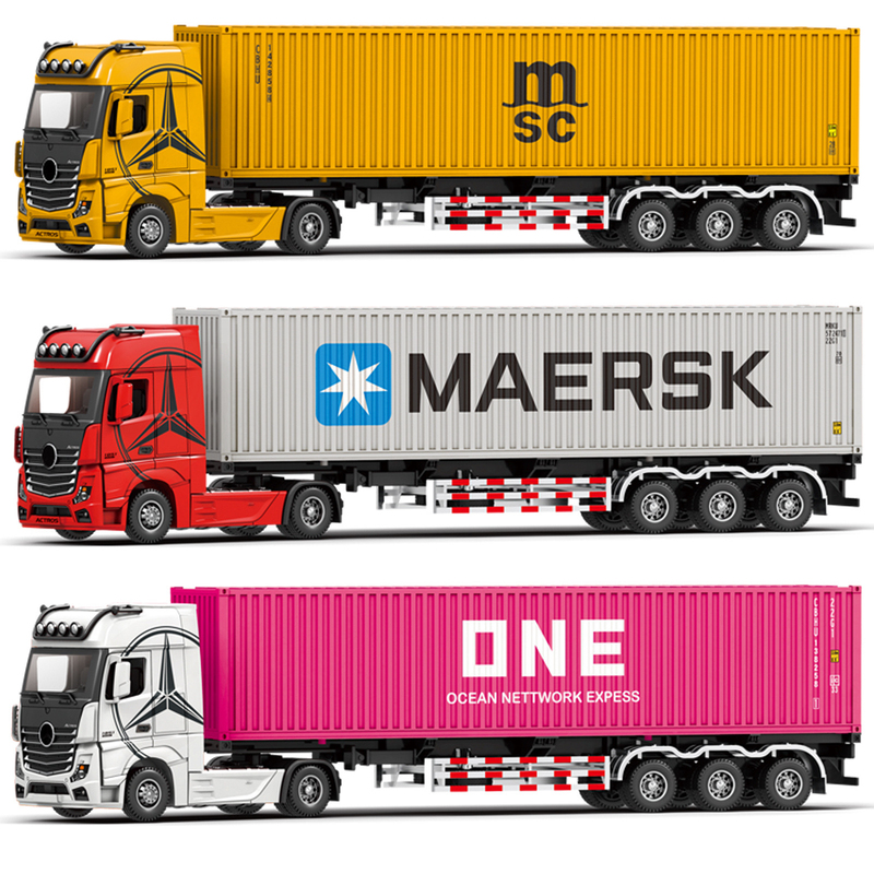 1:24 Heavy-Duty Container Truck Model Simulation Alloy Transport Vehicle Large Truck Boy Toy Collectible Display Piece