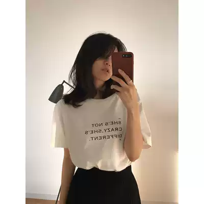 Amyy Studios 2019SS black and white solid color inner clothes letter printing short-sleeved round neck T-shirt spot