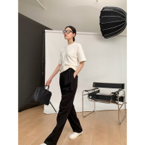 Amyy Studios Spring Summer B- in ring three-dimensional cut 1OO% long staple cotton waist pleated thin short sleeve t-shirt