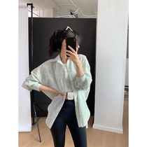 Amyy Studios 1OO% Xinjiang long-staple cotton striped seersucker yarn texture big profile shirt