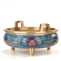 Pure copper cloisonne aromatherapy stove carved flowers birds flowers sandalwood three-legged enamel incense burner
