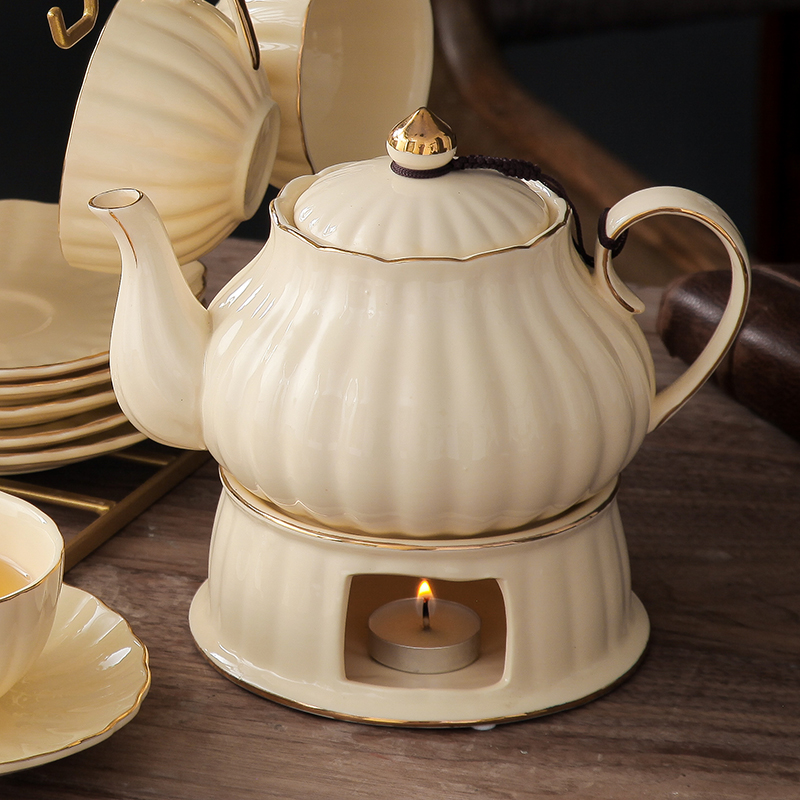 English coffee cup simple home glass boiled flower teapot fruit set European afternoon tea set candle plus heat resistant