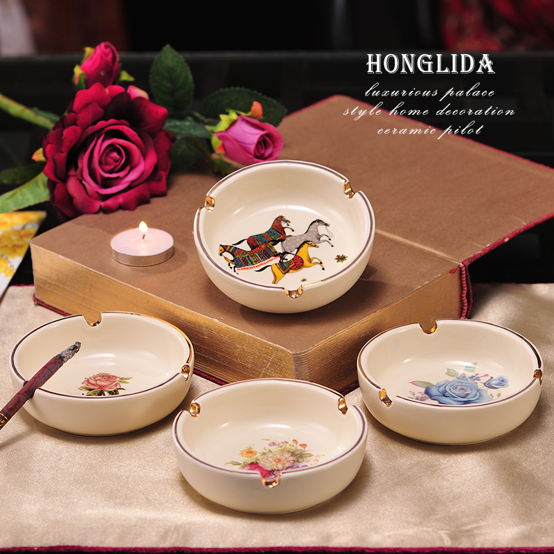 Ashtray American Practical European Ceramics Large-size Creative Fashion Living Room Household Tea Selection Office