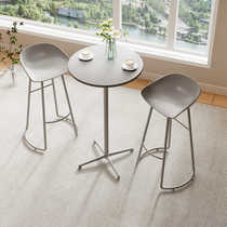 Nordic simple modern balcony leisure table and chair combination creative Internet celebrity milk tea shop cafe outdoor small round table