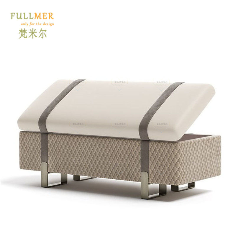 Light luxury Nordic now simple bedroom storage bed end stool metal feet storage clothing store cloakroom dressing stool