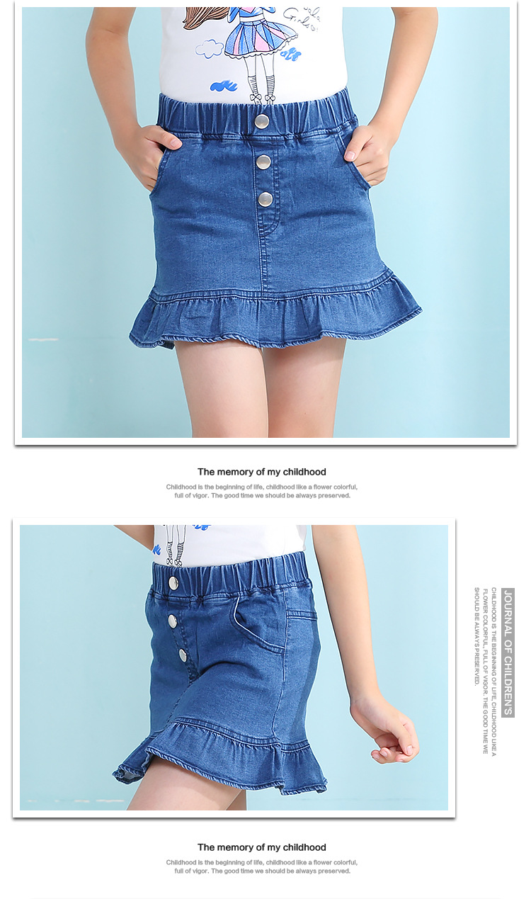 Váy bé gái trong váy đuôi cá trẻ em Quần áo trẻ em mới mùa thu túi hông Váy váy denim của Joker bexinhshop shop