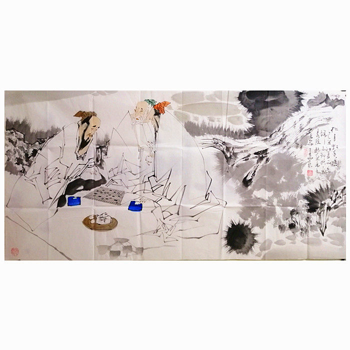 Hand Painted Shaanxi Celebrity Wang Sijing Four Feet Banner Boutique Water Ink Figure National Painting Gift Certificate Decoration Collection Gift-Taobao