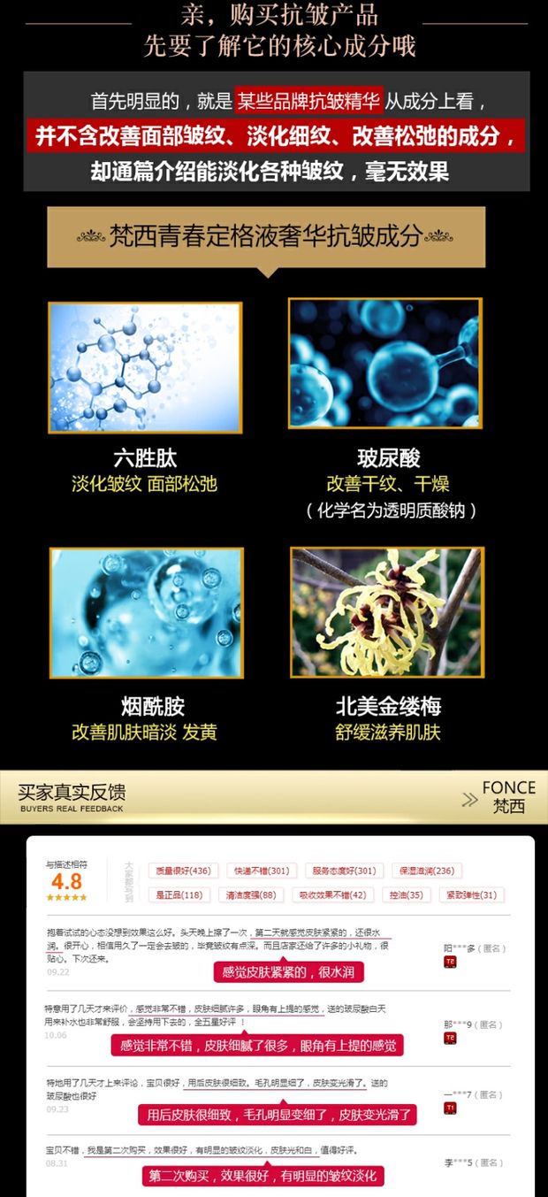Fanxi Liusheng Peptide Solution Anti-Wrinkle Firming Hyaluronic Acid Facial Serum để khử muối serum rau má 1004
