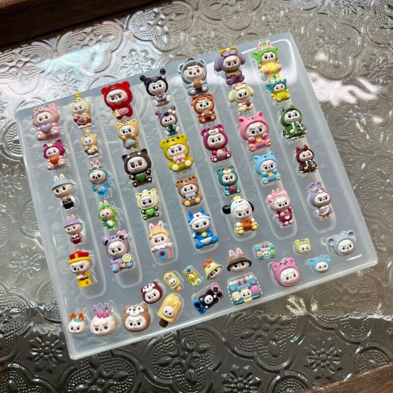 Nail Art Mold Extra Large Version Labubu Cinnamon Dog Kt Cat Collection Nail Bow High Transparency Silicone Mold