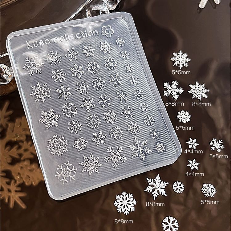 Christmas Winter Snowflake Nail Art Silicone Mold Ornaments Stereo Relief Abrasive Pattern Nail Decoration Mold