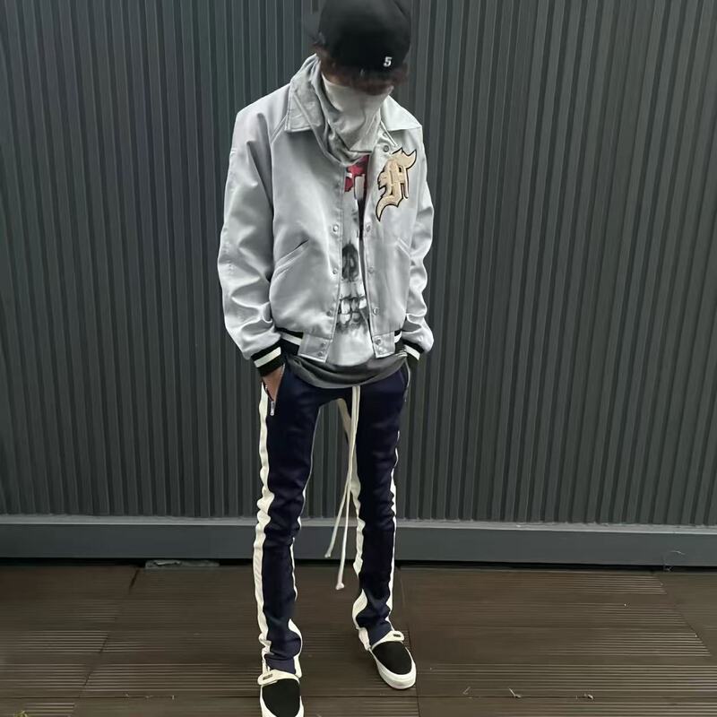 Autonomous Season 5 5Th Medal Jacket Embroidered Badge Patch Baseball Jacket Shiny Silver High Street Style Classic Model