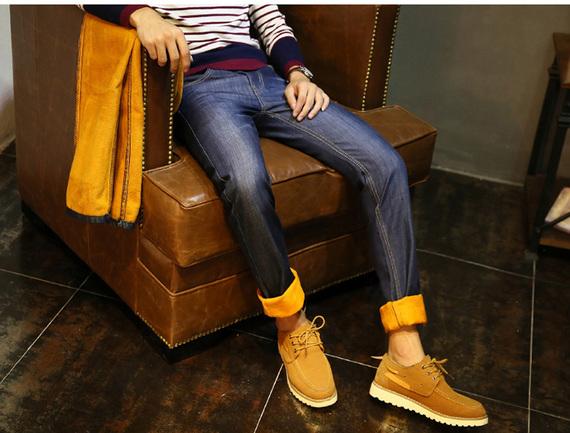Mùa đông cộng với quần jean dày nhung nam thanh niên thả lỏng mùa thu và mẫu mùa đông size lớn Quần dài nam ấm áp quần lót nam