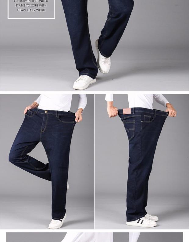 Quần jean nam mùa thu co giãn thẳng quần dài eo nam cao cộng với phân bón để tăng chất béo quần cỡ đất lớn big size nam