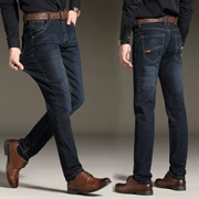 Mùa thu quần jeans nam mùa thu và mùa đông quần thẳng thon chân nam kinh doanh quần nam trung niên kích thước lớn - Quần jean