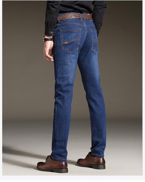 Mùa thu quần jeans nam mùa thu và mùa đông quần thẳng thon chân nam kinh doanh quần nam trung niên kích thước lớn - Quần jean quần jean nam