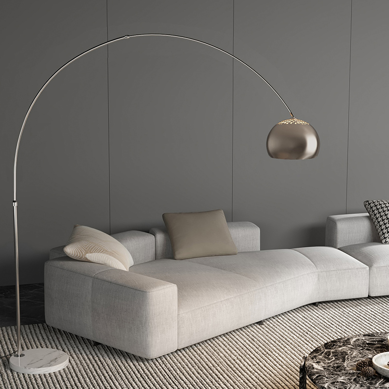 Fishing Lamp Floor Lamp Next to the Sofa in the Living Room, High-End, Light Luxury, Minimalist Silver 2025 New Stainless Steel Table Lamp