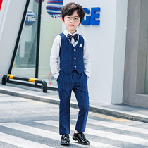 2021 new childrens gown suit Korean version baby striped horse chia pants two sets to host the walk show performance suit