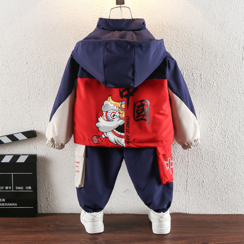 Boys suit autumn 2022 new national trend children's sportswear two-piece Chinese style handsome men's color matching suit