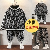 Boy necropolis suit 2022 autumn Childrens air sports Childrens clothing Fried Street Autumn Handsome fashion Two sets of damp