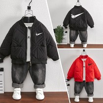 Children light and thin cotton clothes autumn and winter 2021 new winter cotton clothes mens baby foreign air clamp cotton boy coat tide