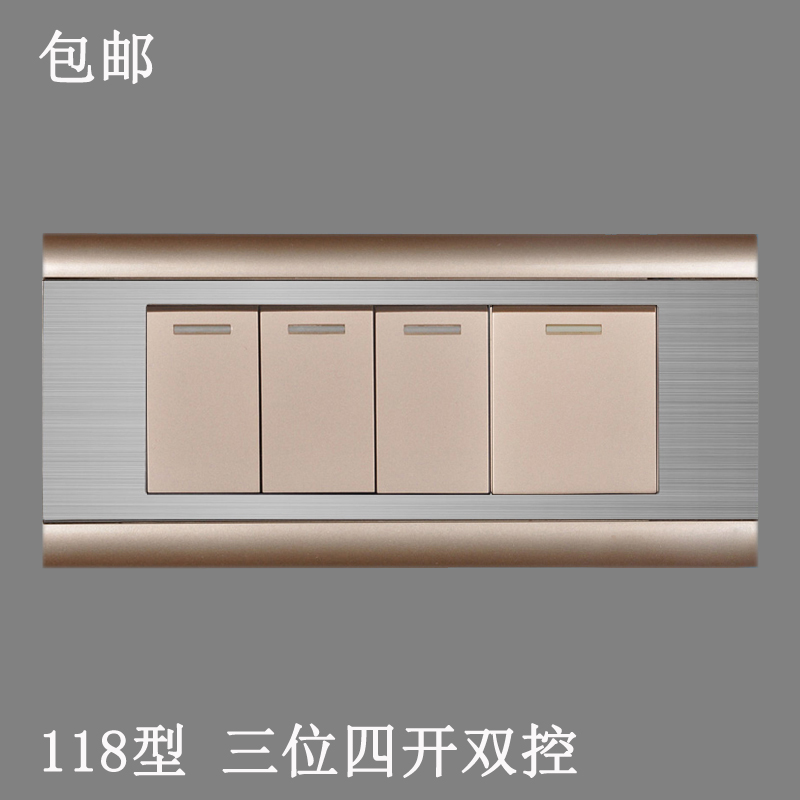 118 stainless steel brushed champagne gold quadruple switch four open double cut three small three open panel