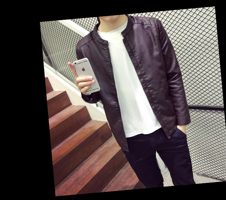 Mùa xuân và Mùa Thu của Nam Giới Da Hàn Quốc Slim Đứng Cổ Áo PU Leather Jacket Xe Máy Thanh Niên Thủy Triều Mỏng Men Casual Cộng Với Nhung áo khoác