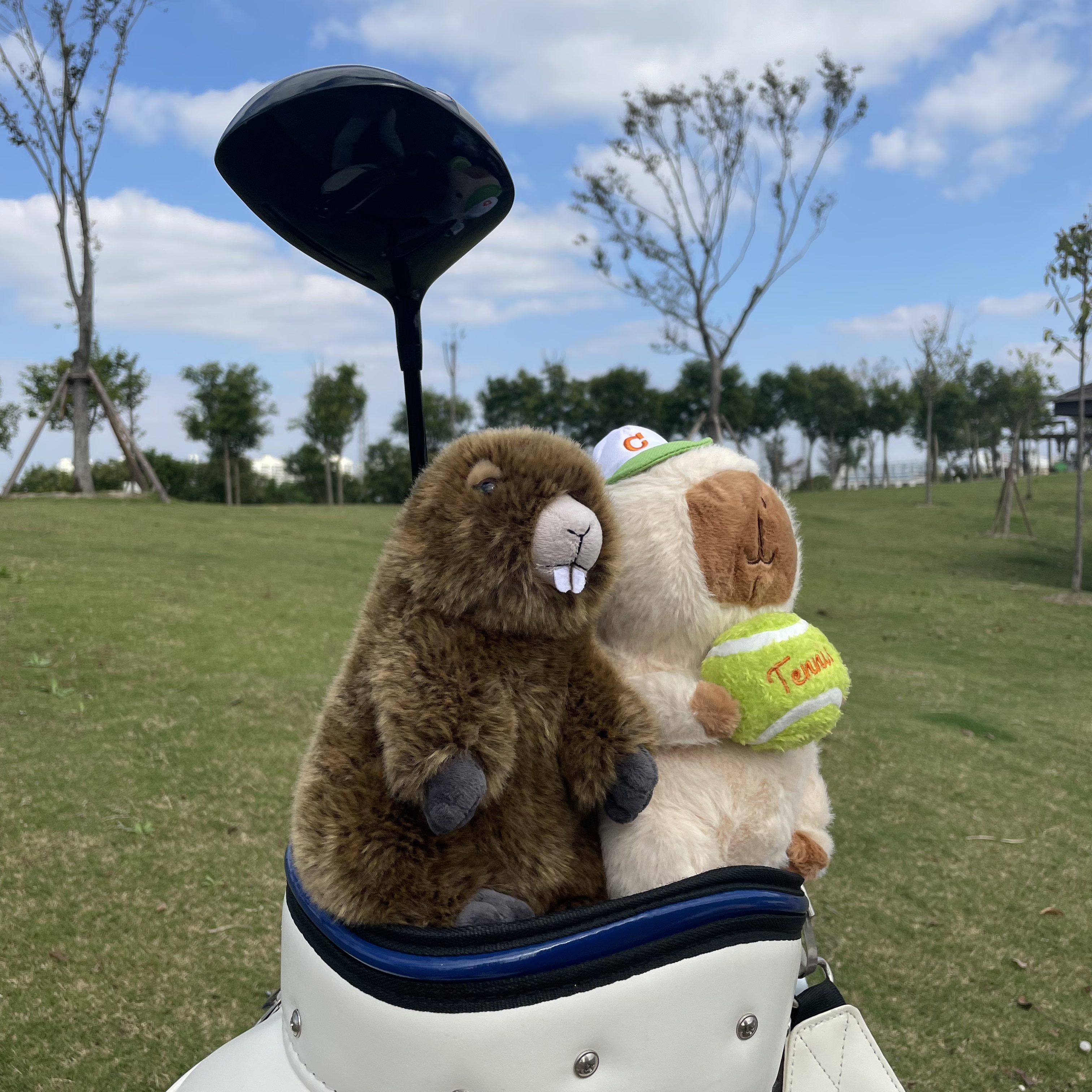 漫画のゴルフクラブカバー、グラウンドホッグロッド、カピバラヘッドカバー、1番、3番、5番の木製クラブカバー、保護カバー