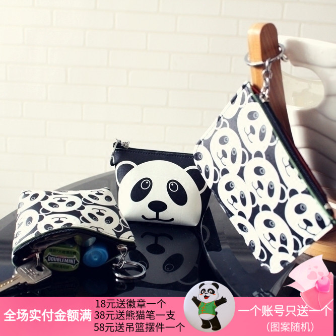 Panda Pu Leather Creative Zero Money Coin Bag Headphone Containing Bag bag Key Pack Card Card Keybag Keybag