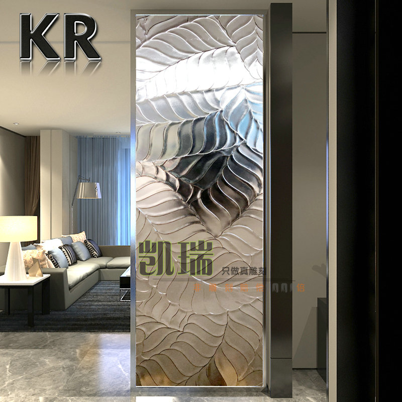 Custom decorative art glass carved light transmission home partition wall screen entry porch living room modern simplicity