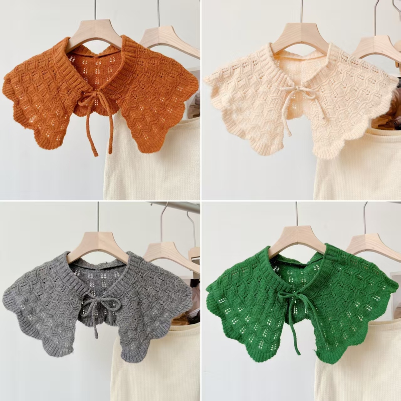 Autumn and Winter Fake Collar Knitted Wool Coat Doll Collar Outerwear Wool Sweater Decorative Warm Neck Protector Neck Warmer Shawl