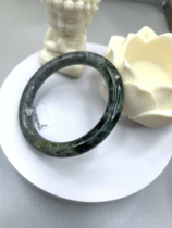 Lantian jade and ink green round bar bracelet
