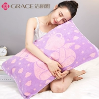 Bộ đôi gối bằng vải cotton nguyên chất Jie Liya Cotton Teddy gấu thân thiện với nhà vỏ gối vuông