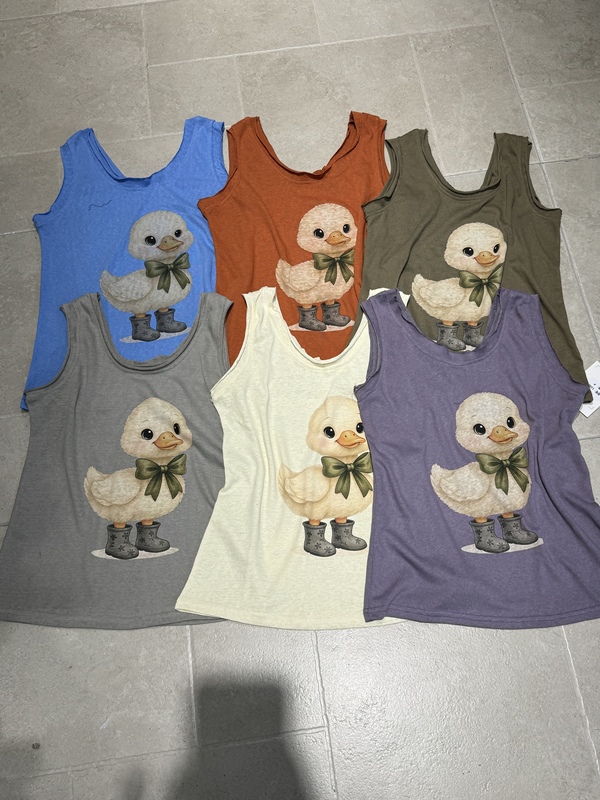 2026 Summer New Korean Fashion Fun and Cute Duck Print Sleeveless Vest for Women, Loose and Slimming, Casual and Trendy
