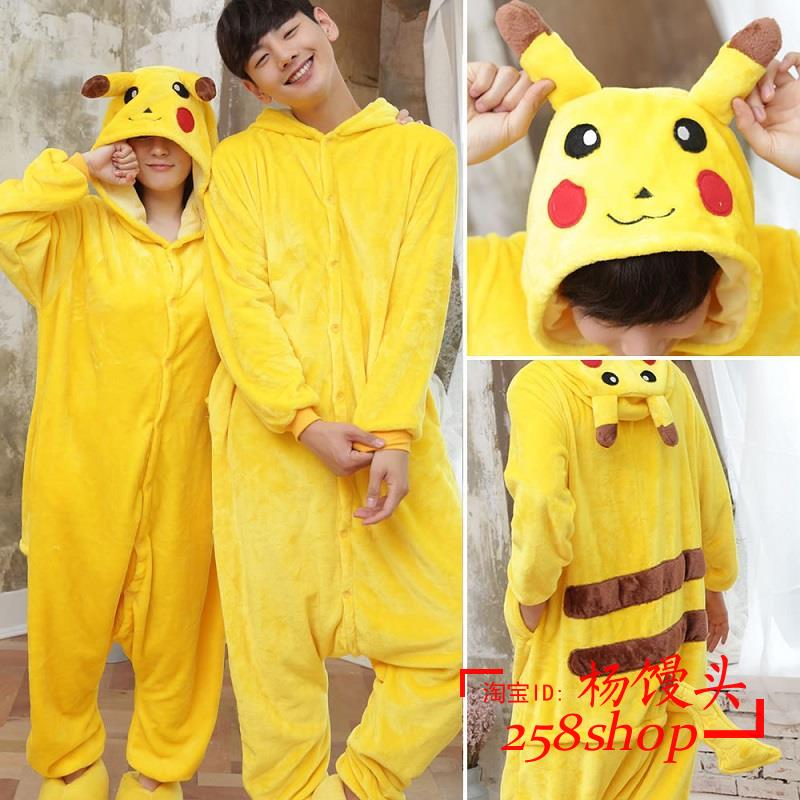 Animal Pajamas Cosplay Women Men Winter Cartoon Sleepwear