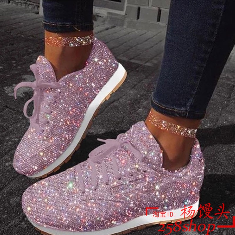 Autumn Women Flat Bling Sneakers Comfort Plus Size Shoes