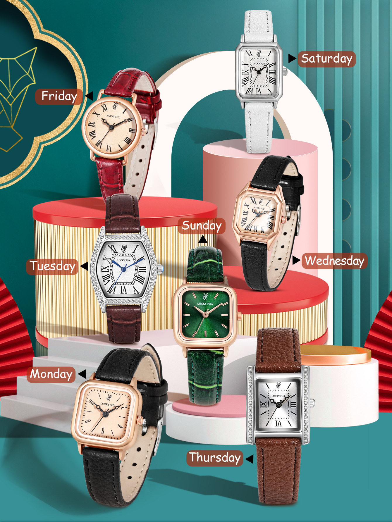 Наручные часы luxury watch women gift one week watch girlfriend 手表礼物女 No brand