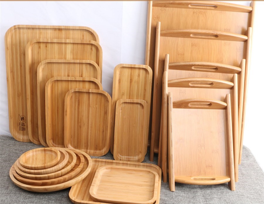 Bamboo wood plate modern minimalist bamboo tea tray Home rectangular Japanese style water glass wood nursery solid wood bamboo care new