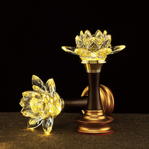 Pre-Buddha lotus lanterns for Buddha lanterns glazed lights Crystal glass lotus lanterns LED colorful lanterns Buddha Hall Buddha platform pair