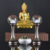 Pre-Buddha crystal glass lotus lamp led colorful home Buddha lighting led colorful Buddha Hall lighting Buddha platform wealth lamp