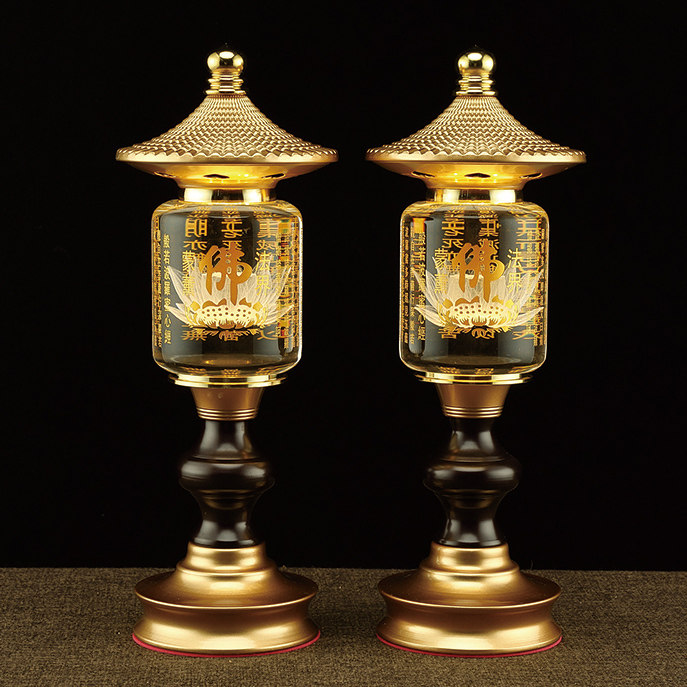 LED crystal lotus lamp Buddha offering lamp Changming lamp Buddha word Buddha platform Buddha lamp Buddha Hall Heart Sutra card charging colorful pair
