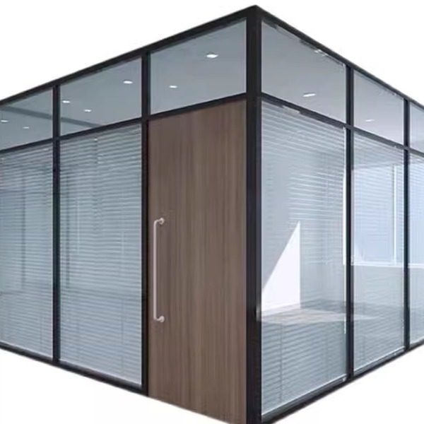 Shenzhen glass partition wall aluminium alloy tempered frosted office single glass louver double layer hollow high insulation sound wall insulation