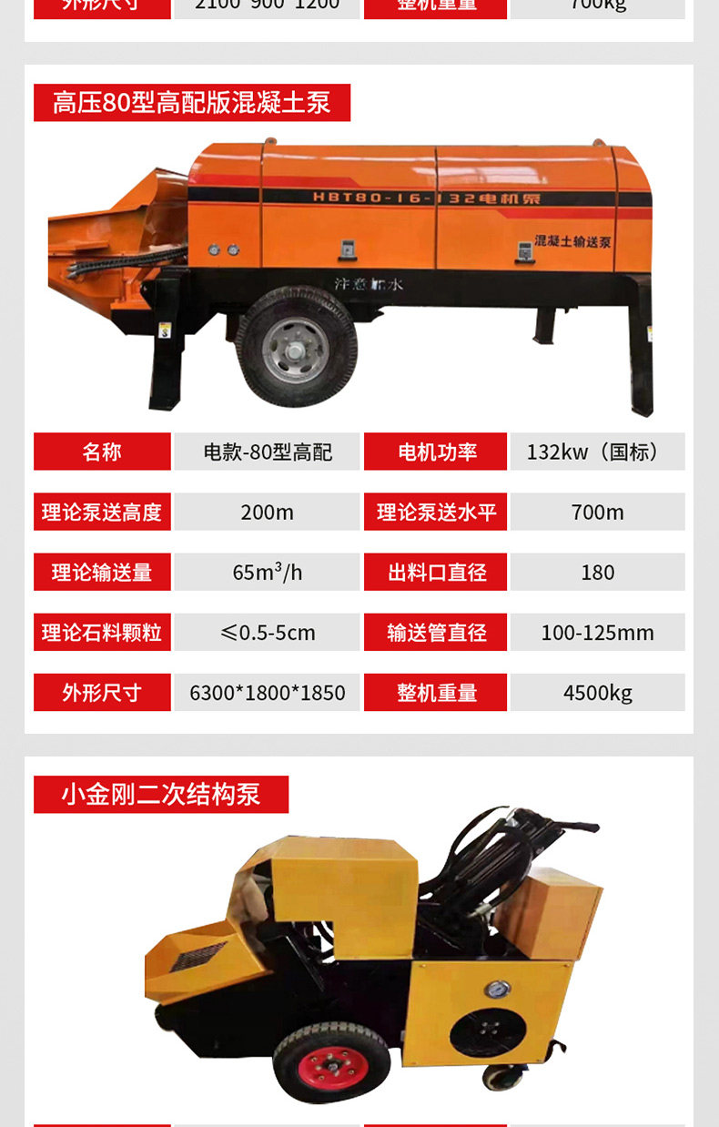 Бетононасос 混凝土输送泵二次构造柱泵上料机小型地泵细石砂浆混凝土泵浇筑泵