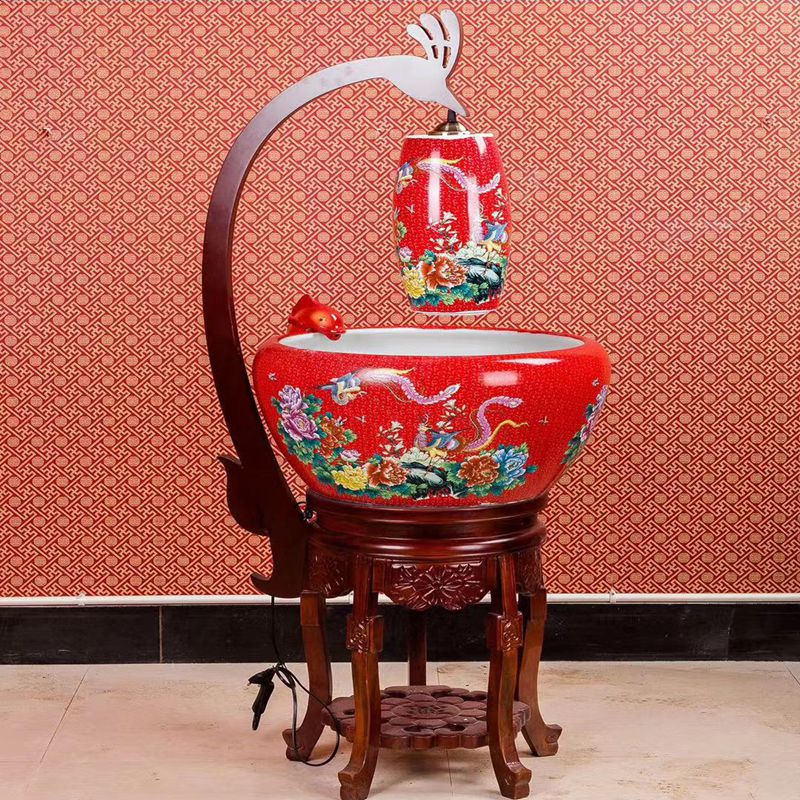 Jingdezhen New Ceramic Automatic Circulation Fluid Filter Golden Bowl Living Room Home Creative Lighting Accessories