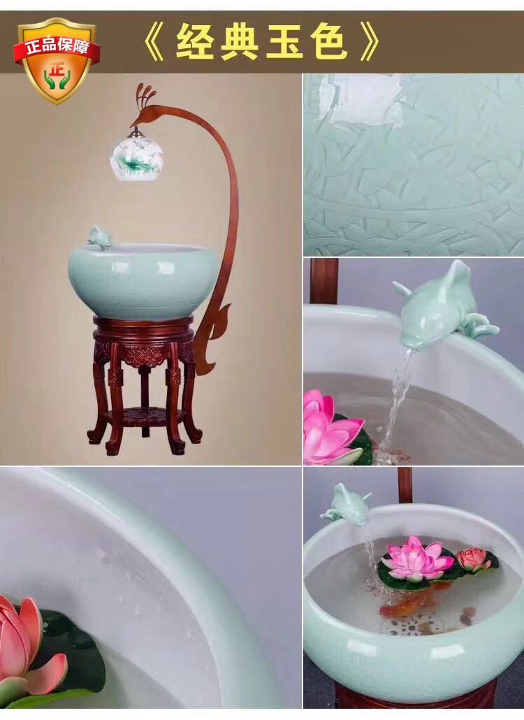 Jingdezhen's new medium-sized study ceramic automatic circulation filter water spray aquarium goldfish tank feng shui decoration
