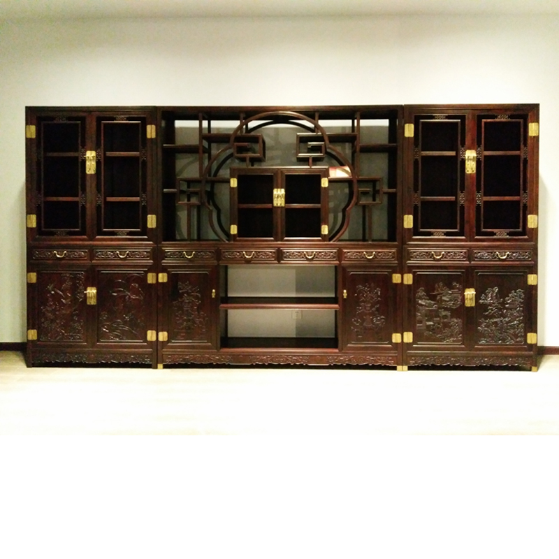 Zhengming Art Ming and Qing Classical Laos Great Red Acid Branch Toe Yellow Sandalwood Sandalwood and Honolulu Multi-Treasure Cabinet Composition Three sets