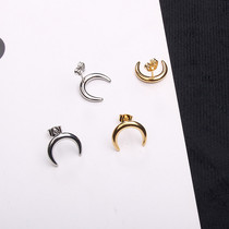 Zuo Danni simple moon curved earrings for men and women net red with the same retro ins street port wind earrings jewelry